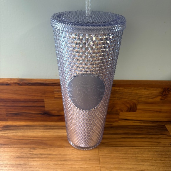 Starbucks Studded Platinum Silver Tumbler Iridescent 24 oz Cold Cup - Picture 1 of 6